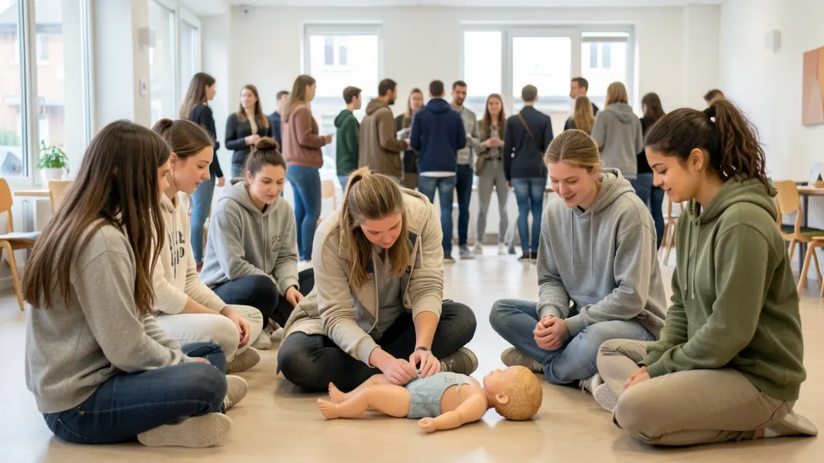 Generic image of young participants attending a baby-sitting training in a community center.