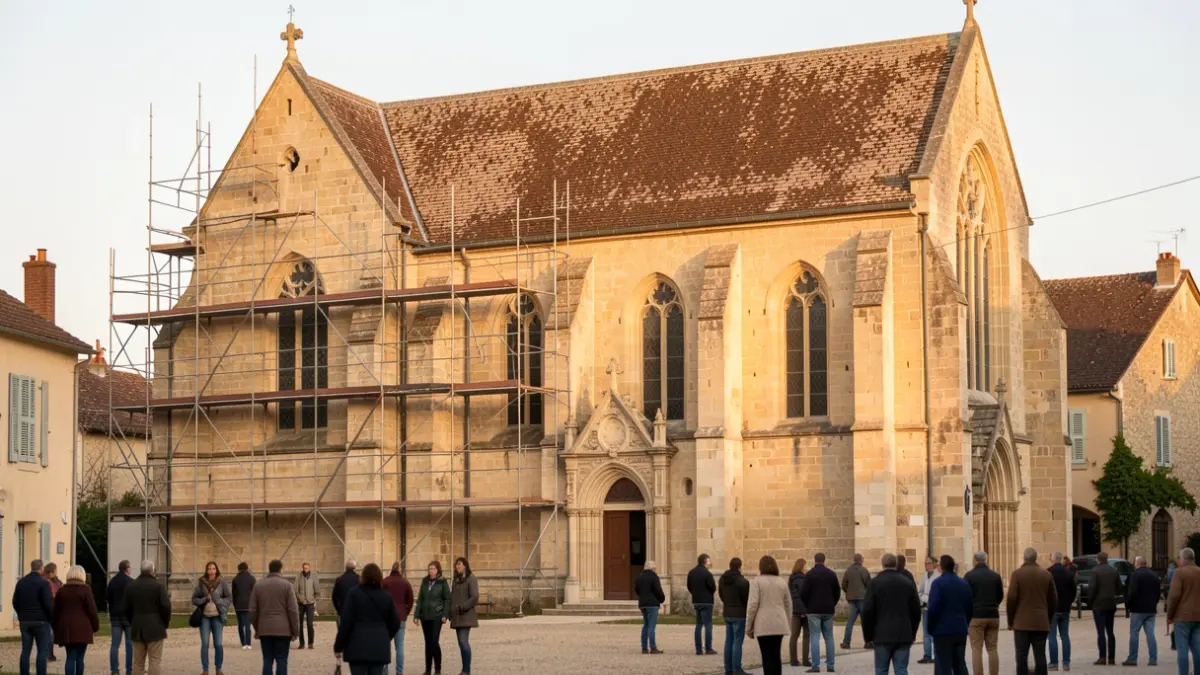 Image générique d'une église en cours de rénovation.