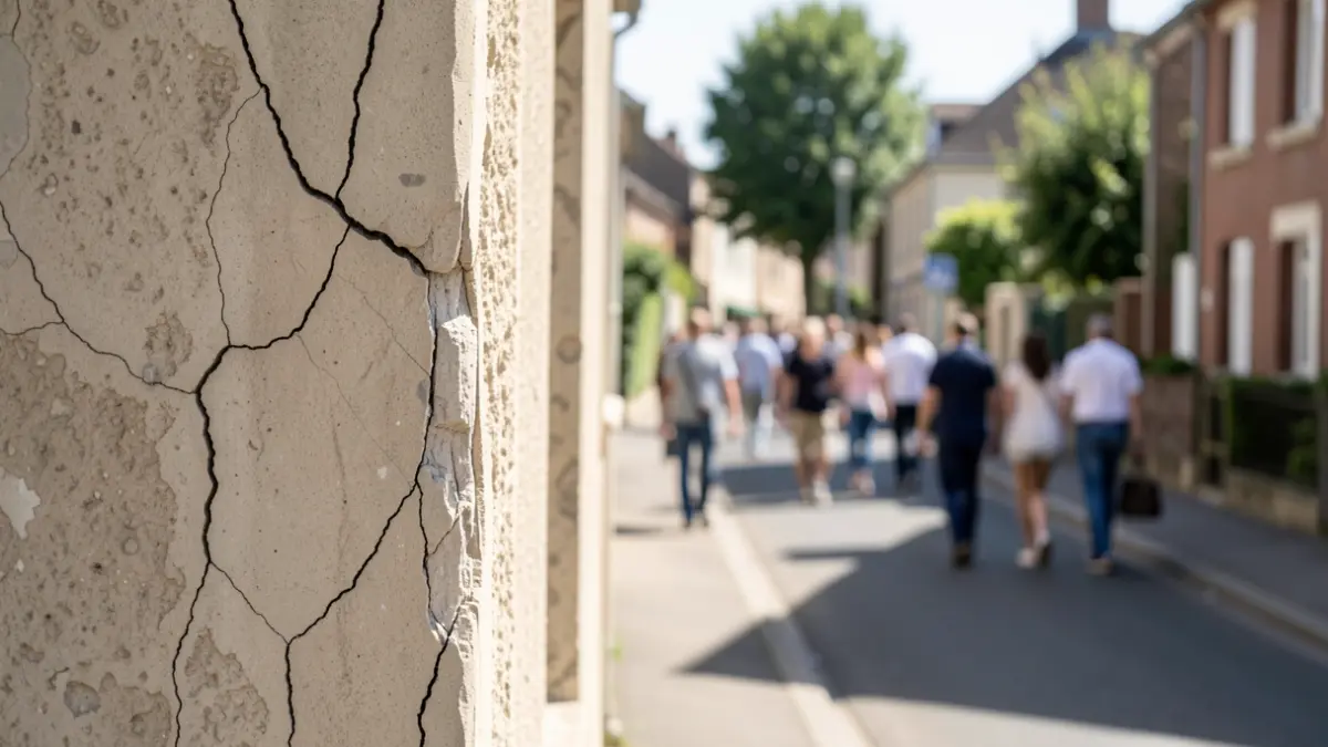 Image générique d'une façade d'habitation présentant des fissures.