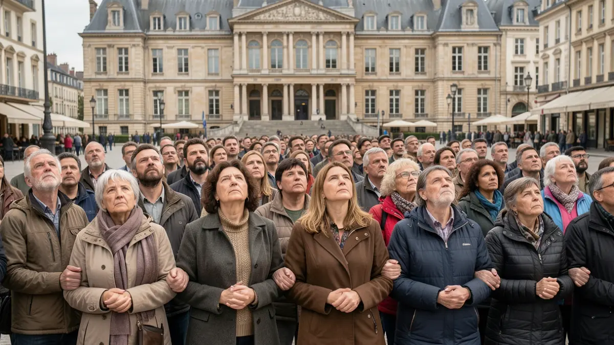 Image générique d'un rassemblement citoyen en hommage aux victimes d'un attentat.