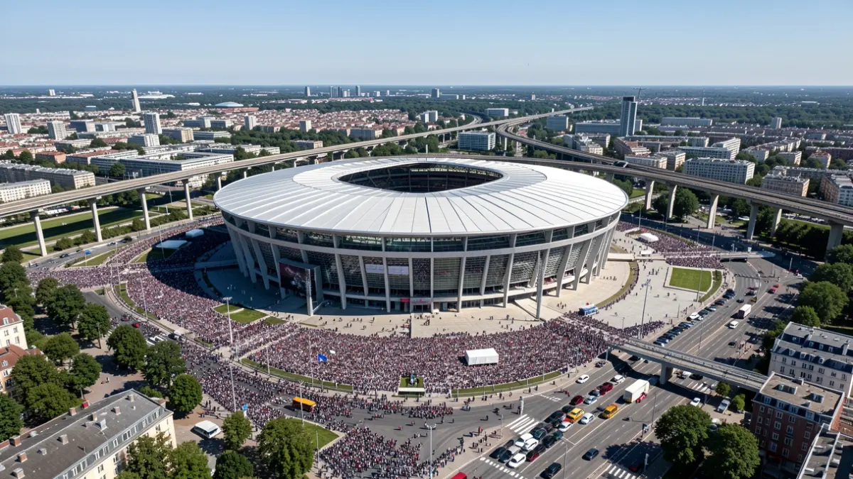 Aerial view of the Stade de France and its surroundings.