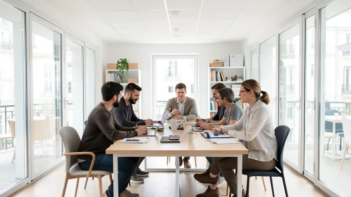 Image générique d'un espace de coworking moderne avec des personnes travaillant sur des projets innovants.