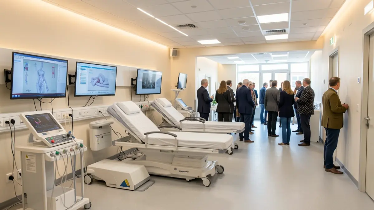 Image générique d'une salle de formation médicale moderne avec équipement de simulation.