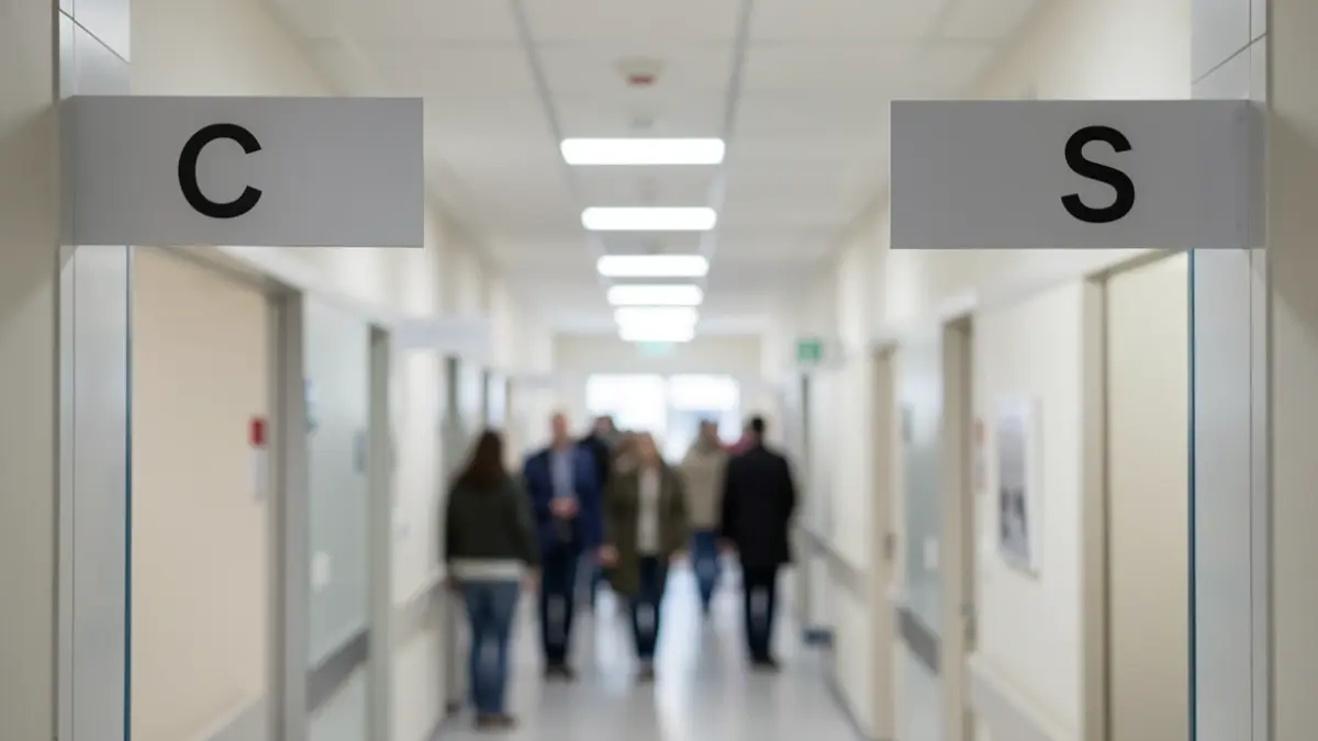 Generic image of a hospital with building signage.