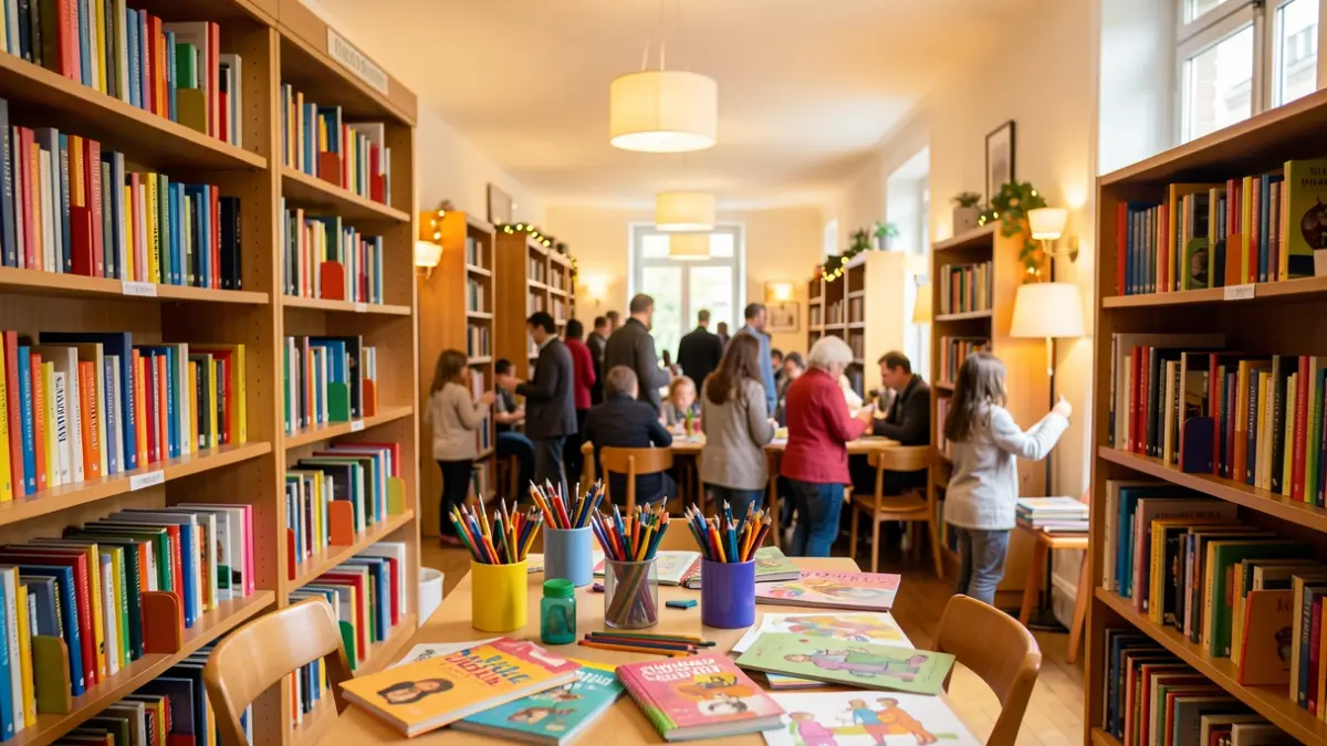 Generic image of a festive and convivial media library.