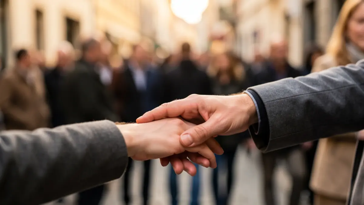 Generic image of hands supporting each other, symbolizing help and care.