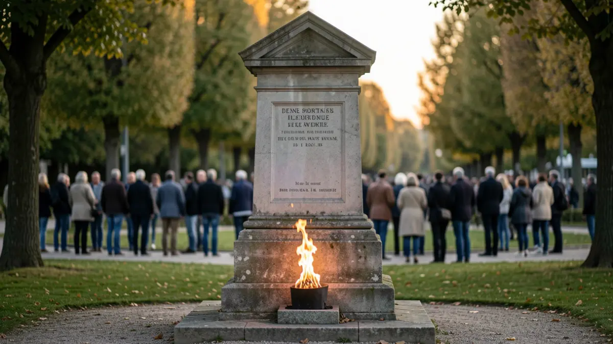 Generic image of a war memorial with a symbolic flame.