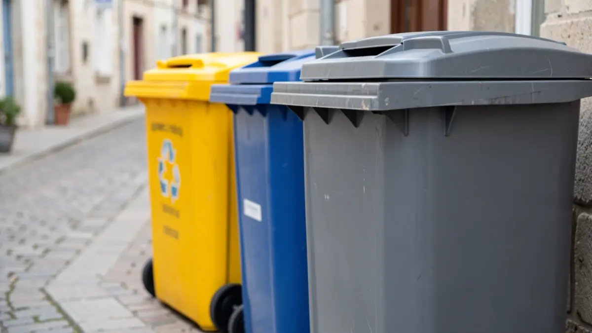 Image générique de poubelles de tri sélectif.