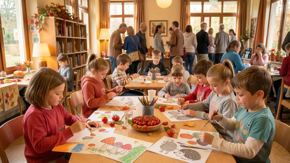 Image générique d'enfants participant à des ateliers créatifs et à une récolte de tomates dans un centre de loisirs.