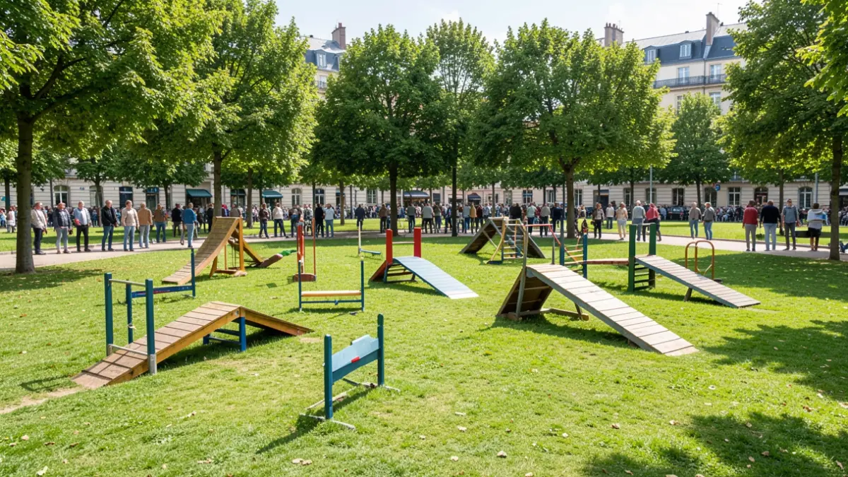 Generic image of a dog park area in an urban setting.