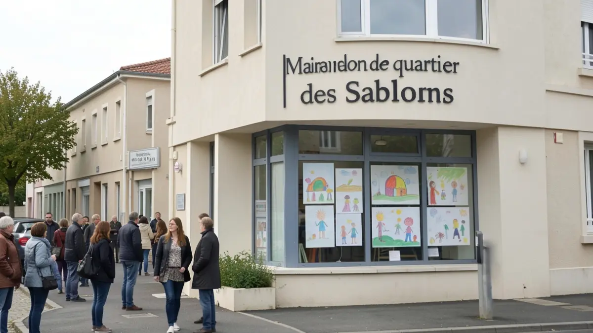 Façade de la Maison de quartier des Sablons à Sarcelles.