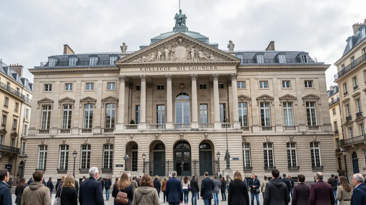 Facade of the Collège de France in Paris.