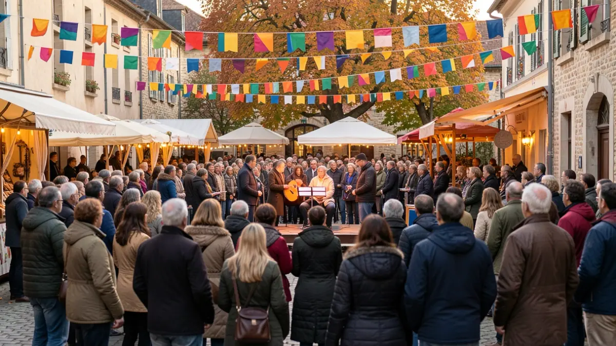 Generic image of a cultural festival in France, featuring a diverse crowd and festive decorations.