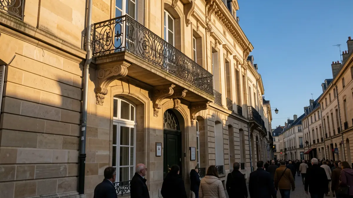 Stone facade of the Hôtel de Ville in Étampes.