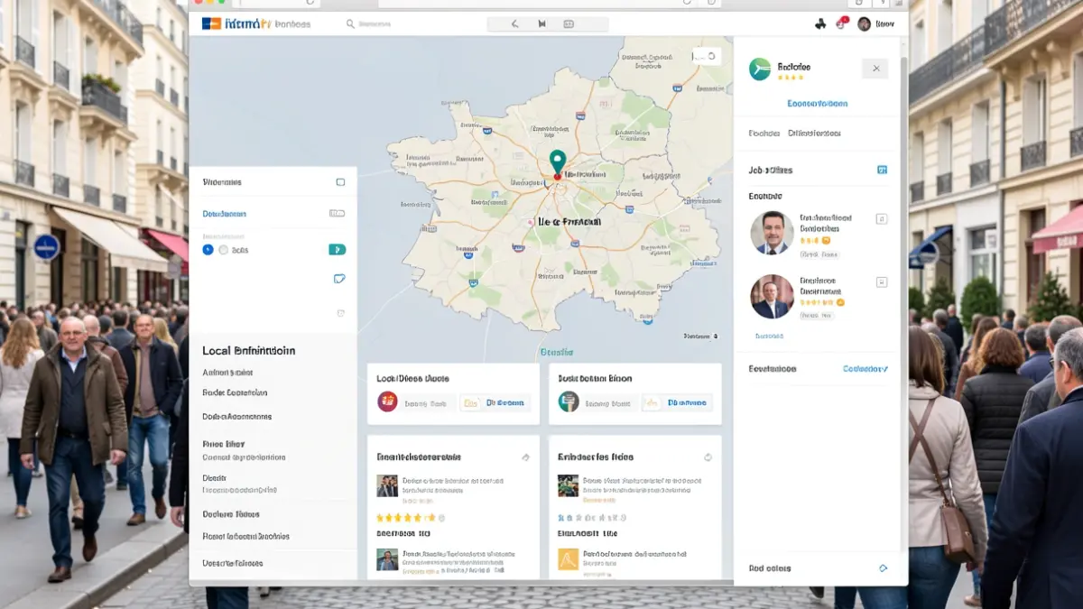 Interface of a digital economic portal highlighting local actors and the territory.