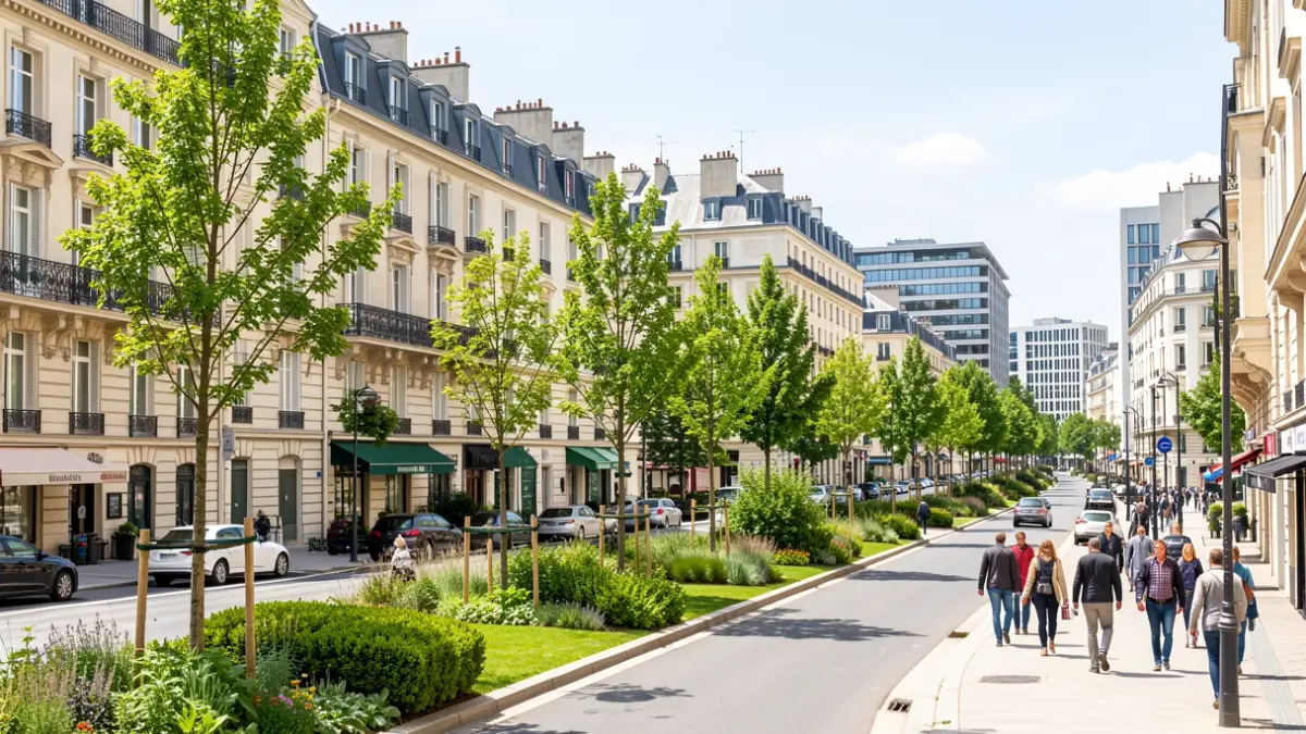Generic image of a transformed urban landscape with trees and green spaces in Montreuil.