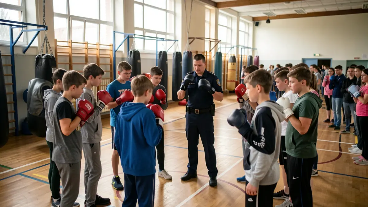 Image générique d'une initiation à la boxe dans un gymnase.