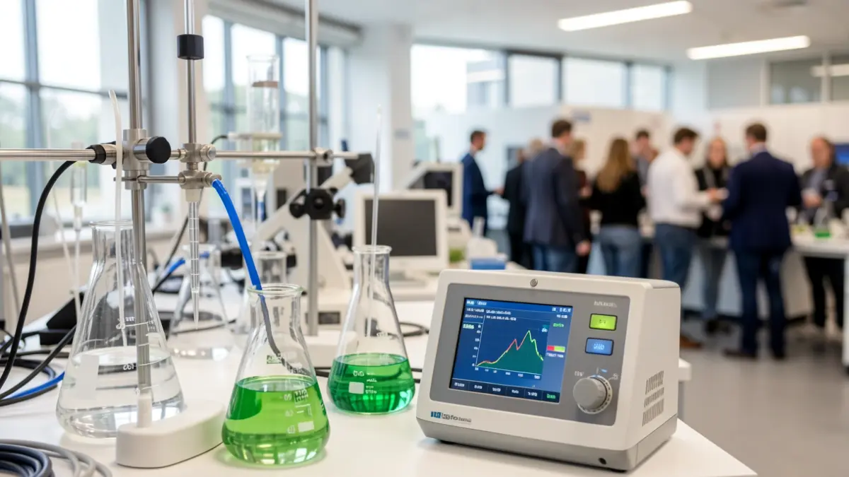 Generic image of scientific laboratory equipment with environmental data displayed on digital screens.