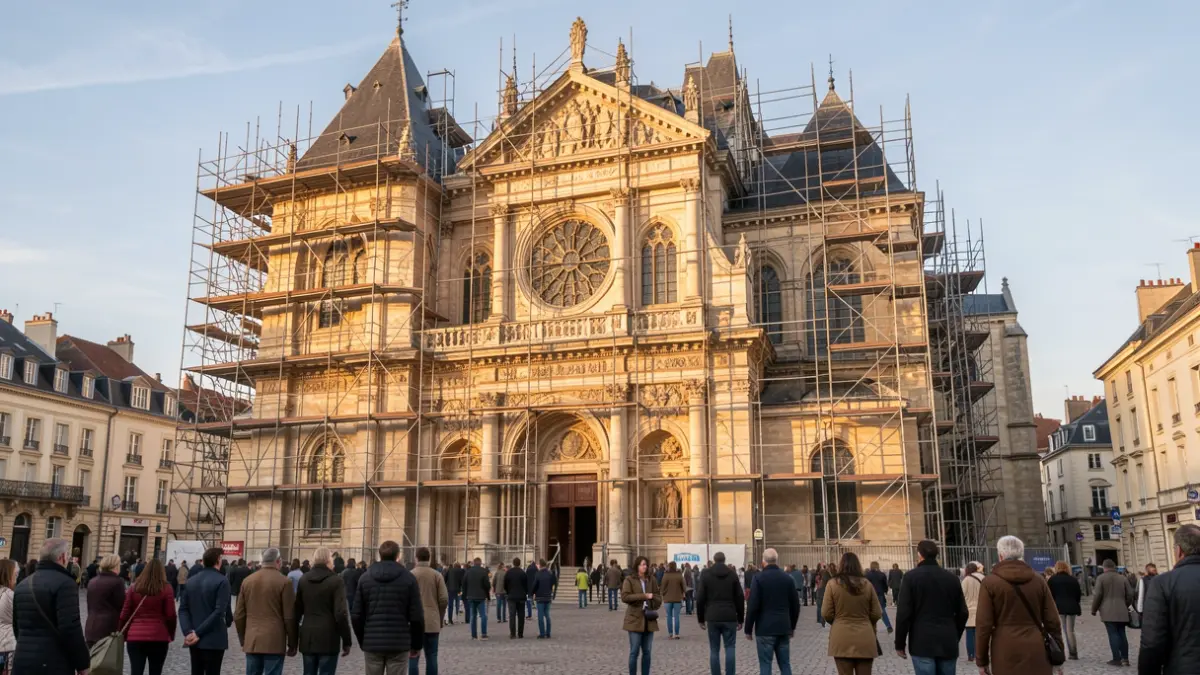 Generic image of a church facade undergoing restoration.