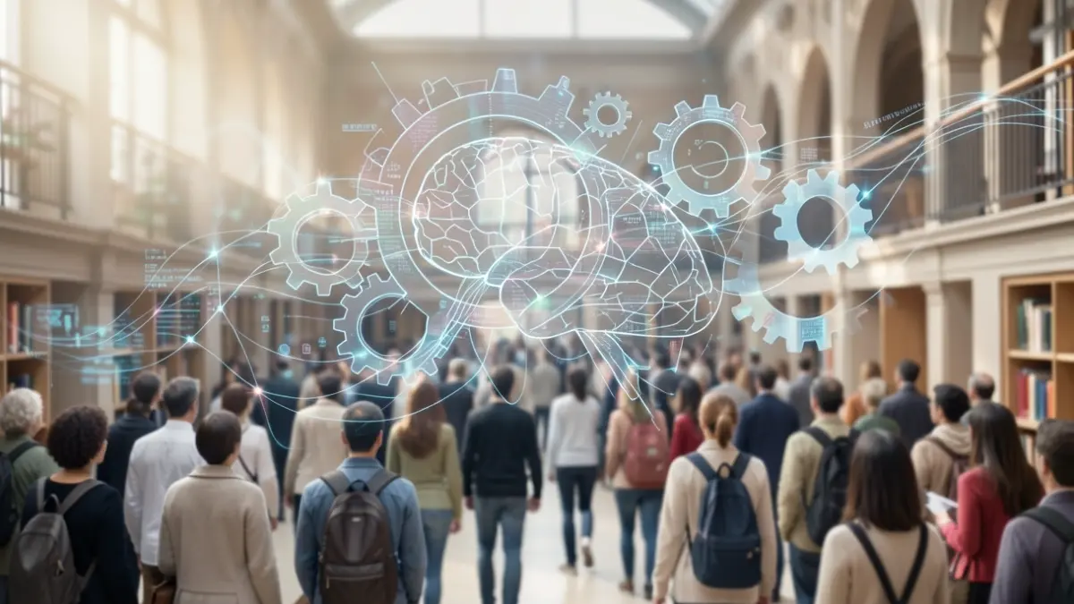 Generic image representing artificial intelligence transforming higher education, the world of work, and society.
