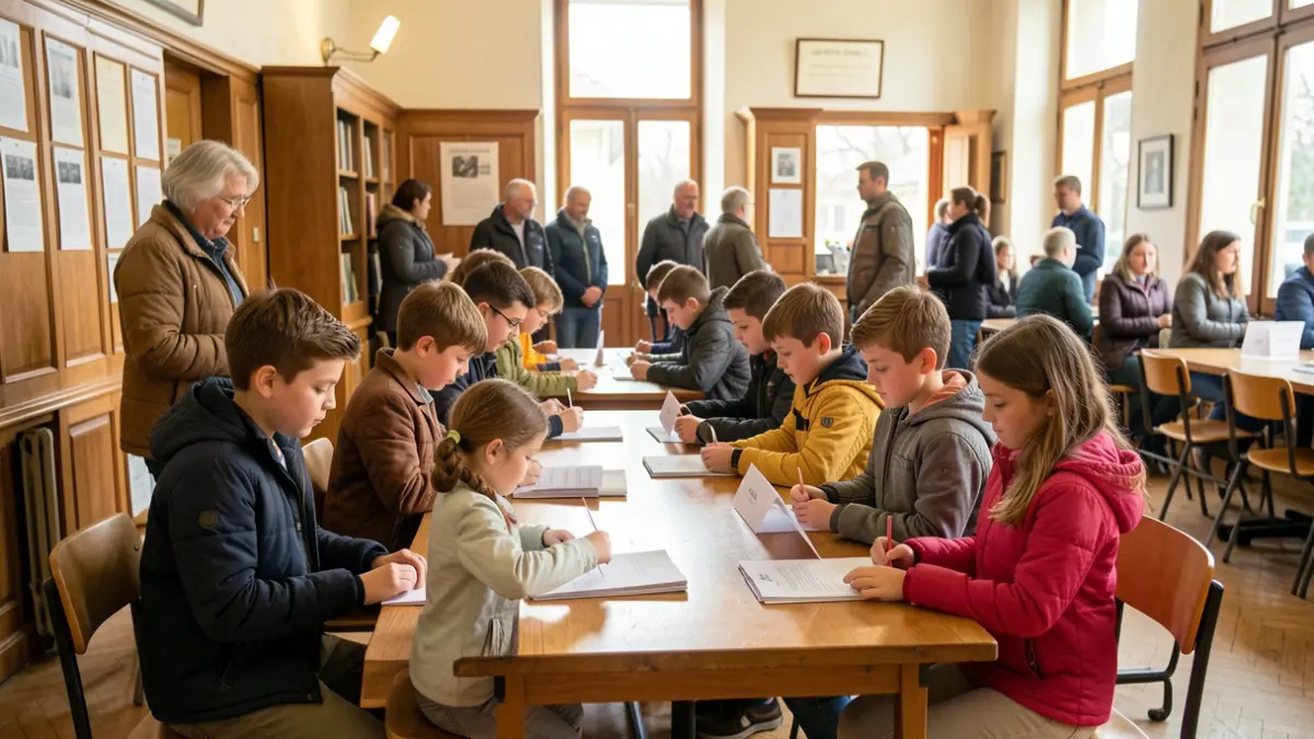 Generic image of young voters casting ballots in a municipal polling station.