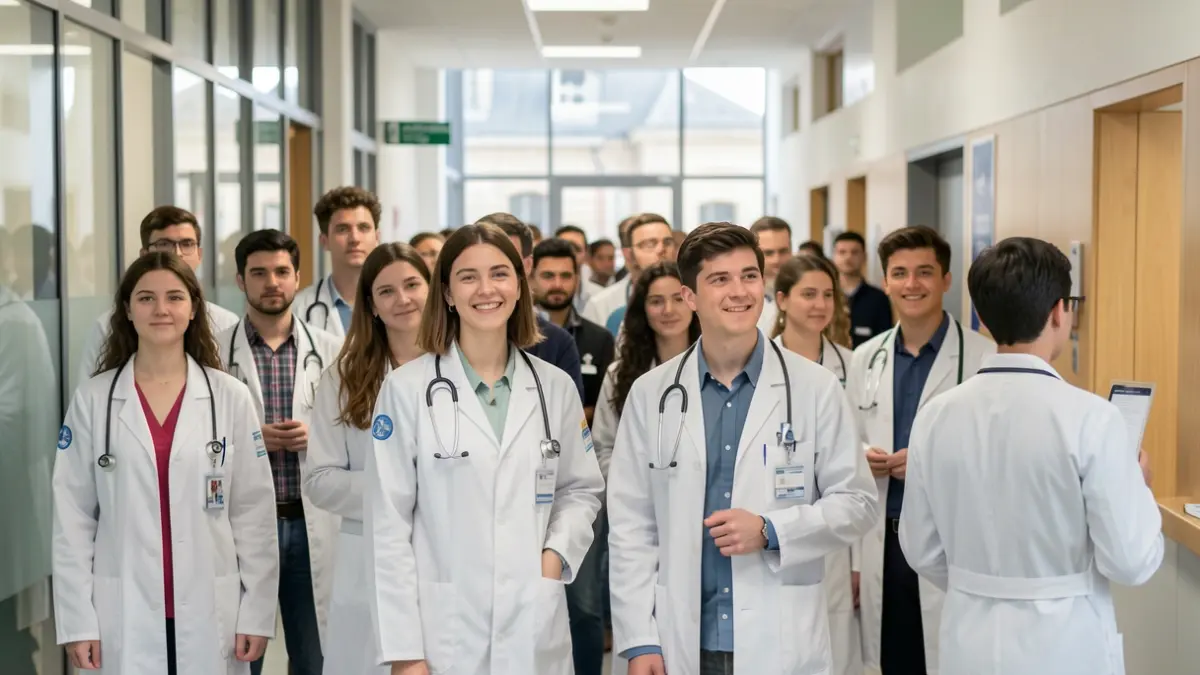 Generic image of young doctors in training in an Île-de-France hospital.
