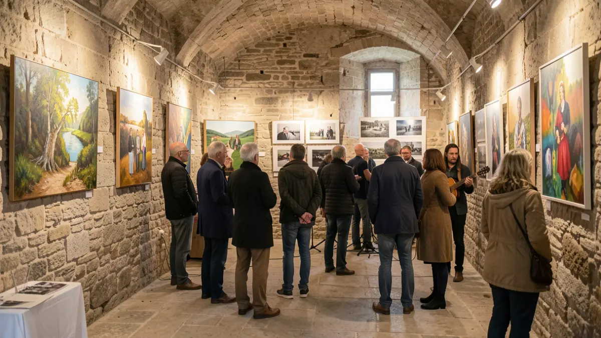 Collective art exhibition for Pink October in the crypt of Le Moustier in Milly-la-Forêt.
