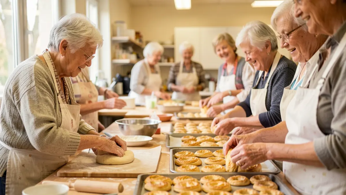 Image générique d'une activité de cuisine conviviale pour seniors dans un centre communautaire d'Île-de-France.