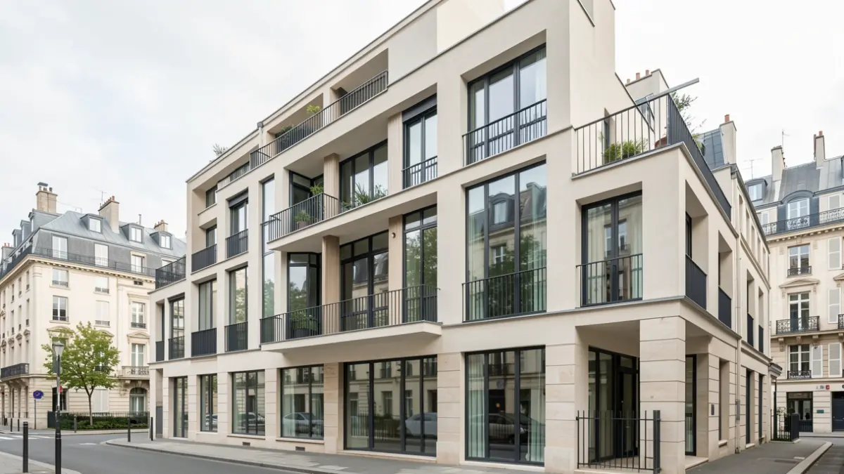 Generic image of the facade of a modern building as part of an urban renewal project.
