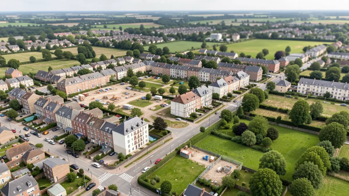 Aerial view of the Montreau - Le Morillon neighborhood in Montreuil, undergoing urban renewal.