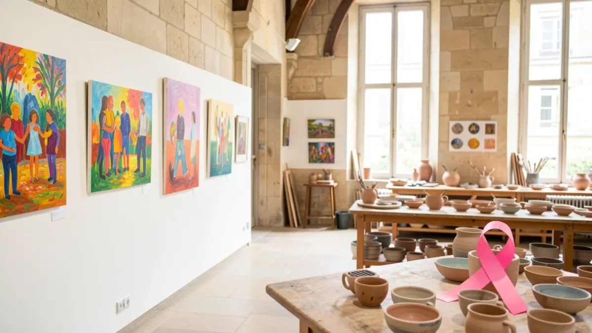 Solidarity art exhibition in Montry for Pink October.