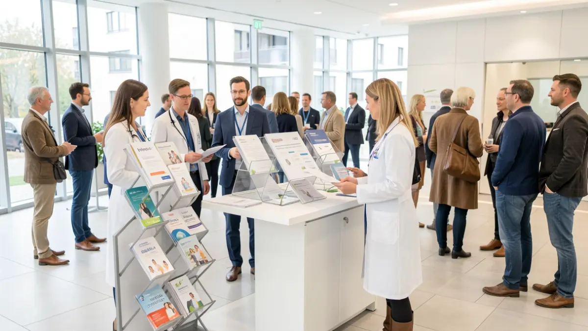 Image générique d'un stand d'information sur la santé.