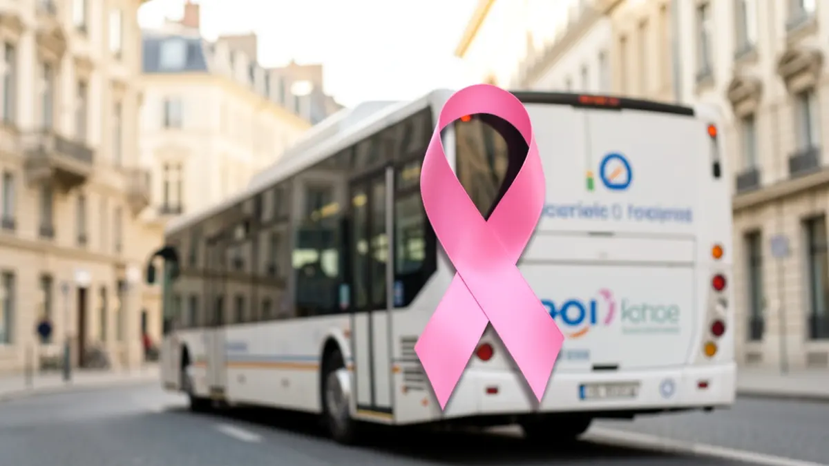 Bus de dépistage du cancer du sein et du col de l'utérus lors d'Octobre Rose à Montreuil.