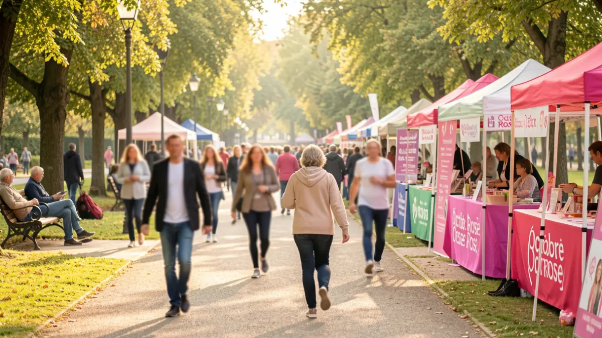 Generic image of an awareness walk for 'Octobre Rose' in an Île-de-France park.