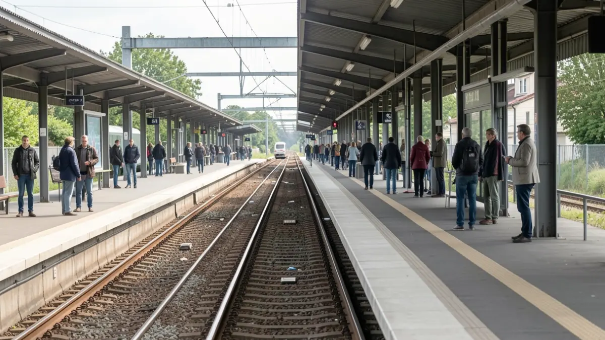 Image générique d'une station de RER D vide en Île-de-France.