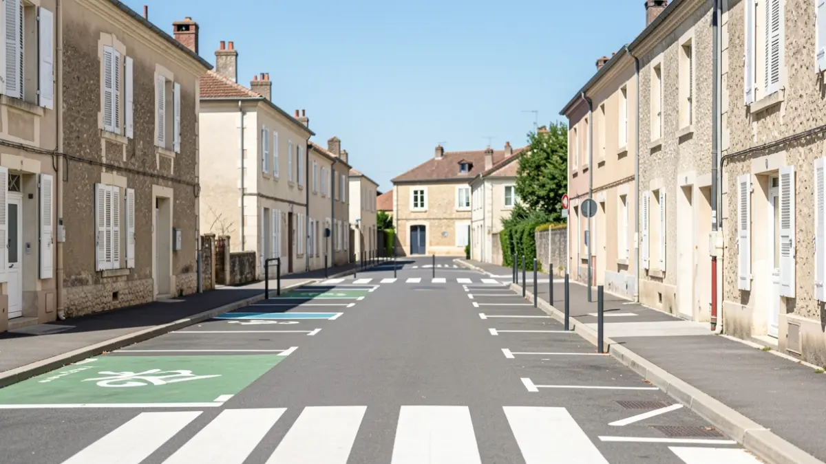 Generic image: showing the new marked parking spaces and pedestrian crossings.