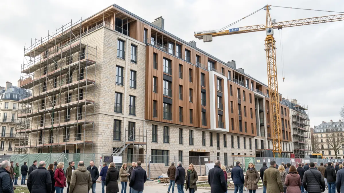 Rehabilitation and extension construction site of building A in the Python-Duvernois neighborhood in Paris.