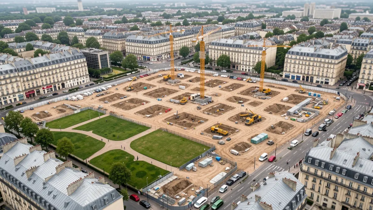 Vue aérienne d'un projet de renouvellement urbain à Rueil-Malmaison.