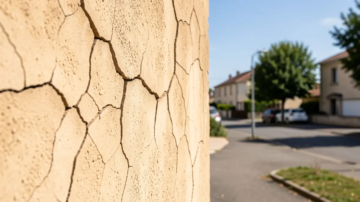 Visible cracks on the wall of a house in Ormesson-sur-Marne, showing damage caused by drought.