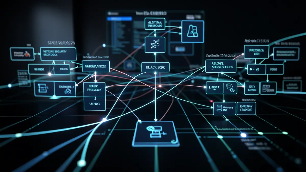 Generic image: with glowing lines and nodes on a dark background, symbolizing vulnerability detection.
