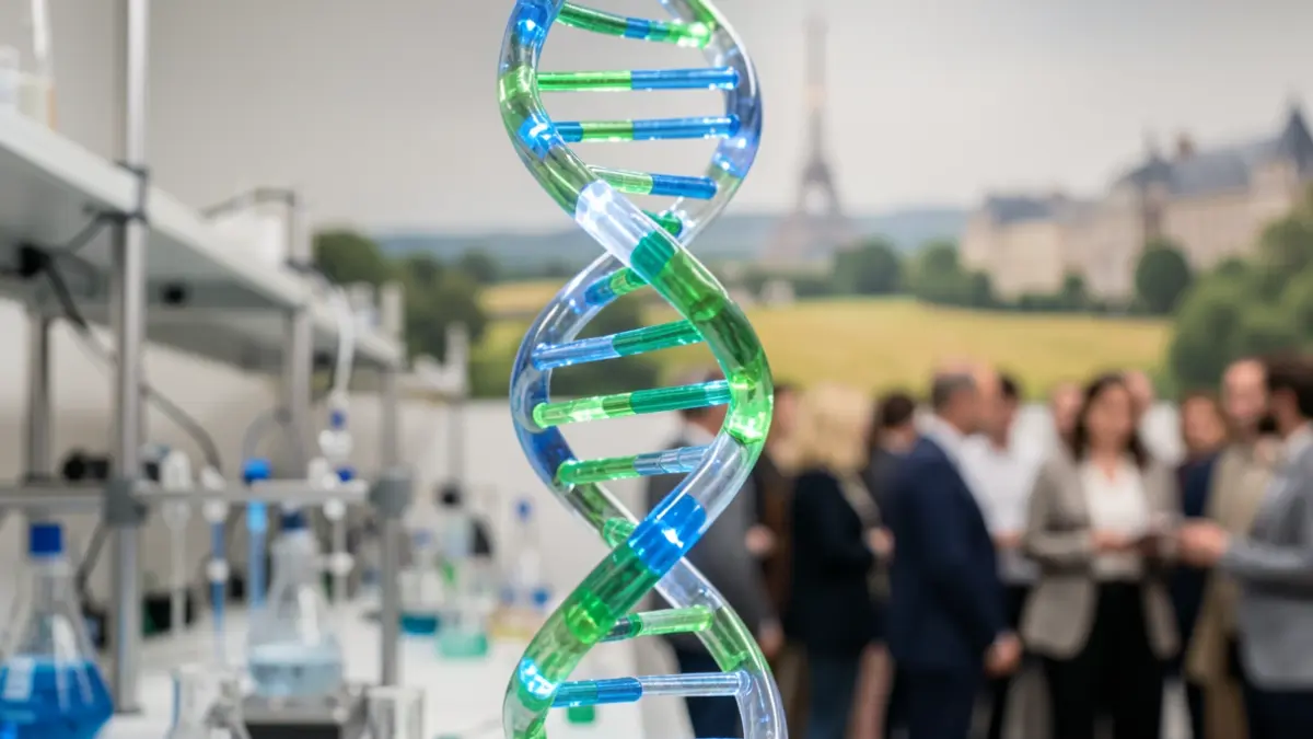Image générique représentant une hélice d'ADN stylisée, symbole de l'innovation en biotechnologie.