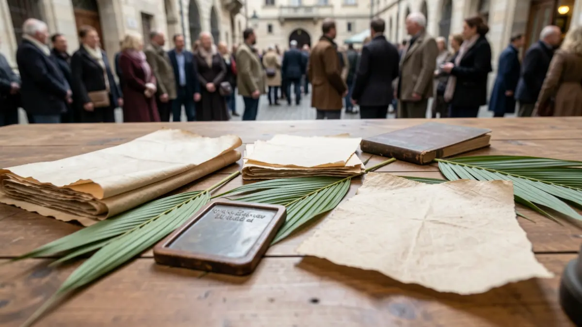 Image générique de divers supports d'écriture anciens : parchemin, feuilles de palmier, tablettes de cire et papier d'écorce de mûrier.