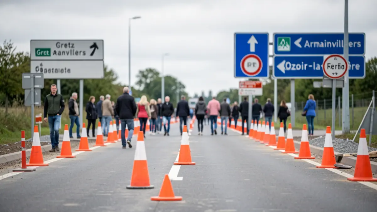 Generic image of roadworks on RD350 in Seine-et-Marne with a detour.