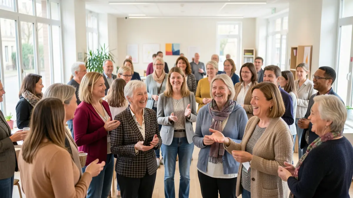 Generic image of engaged women in a modern community center in Île-de-France, symbolizing solidarity and inspiration.