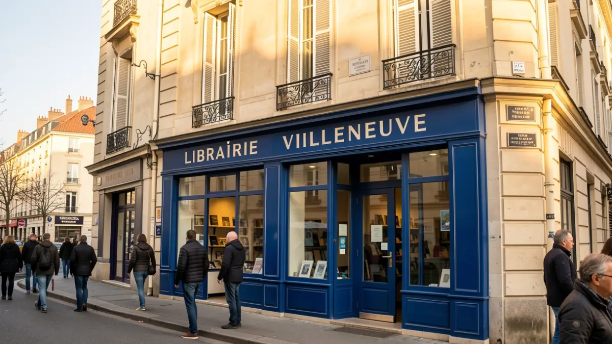 Facade of the Villeneuve bookstore in Clichy.