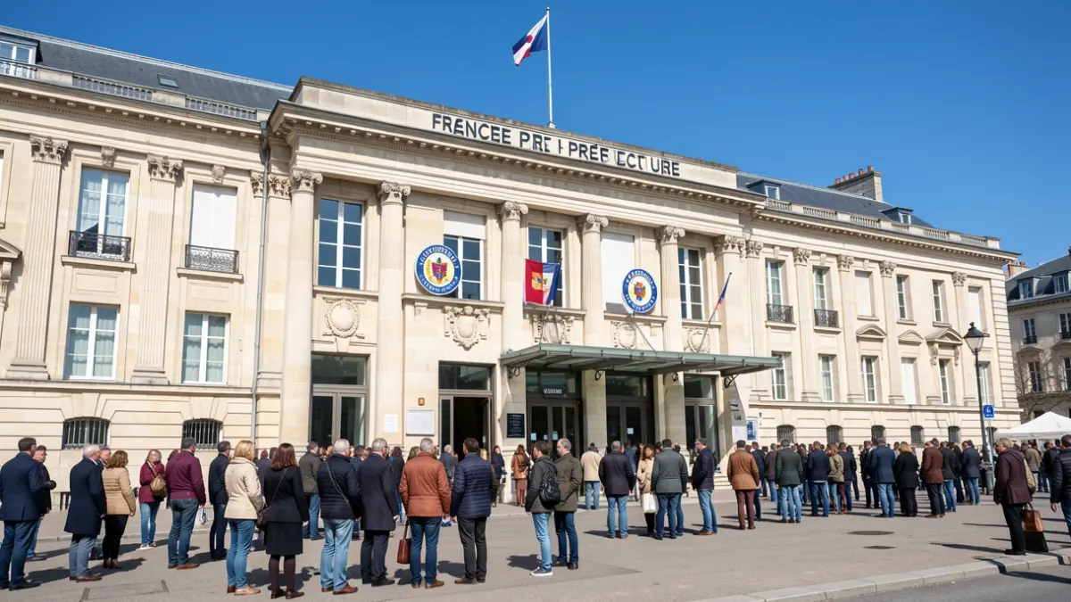 Generic image of a French préfecture building facade with official seals visible, under a clear blue sky.