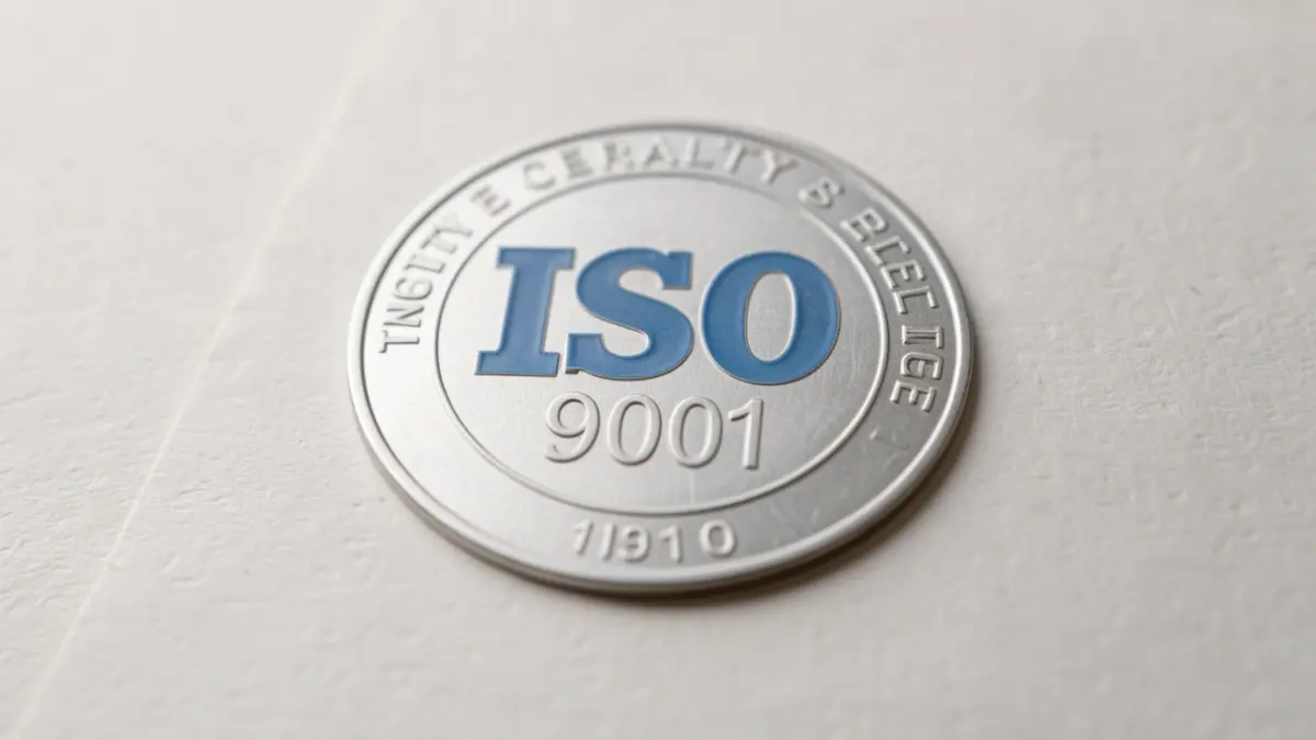 ISO 9001 quality certification seal.