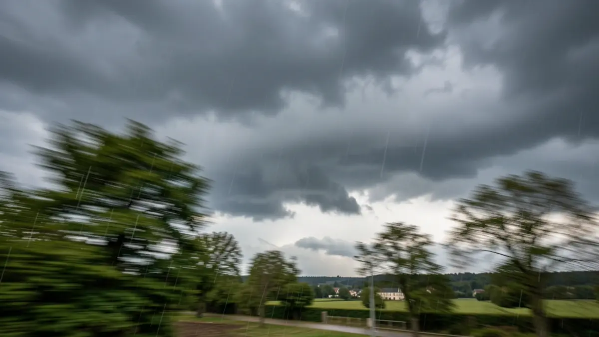 Image générique de ciel d'orage avec des nuages sombres et du vent sur la région Île-de-France.