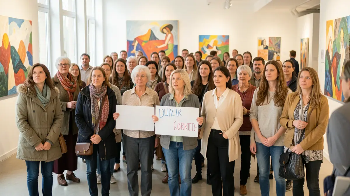 Image générique de femmes diverses participant à une exposition sur la lutte contre les violences.