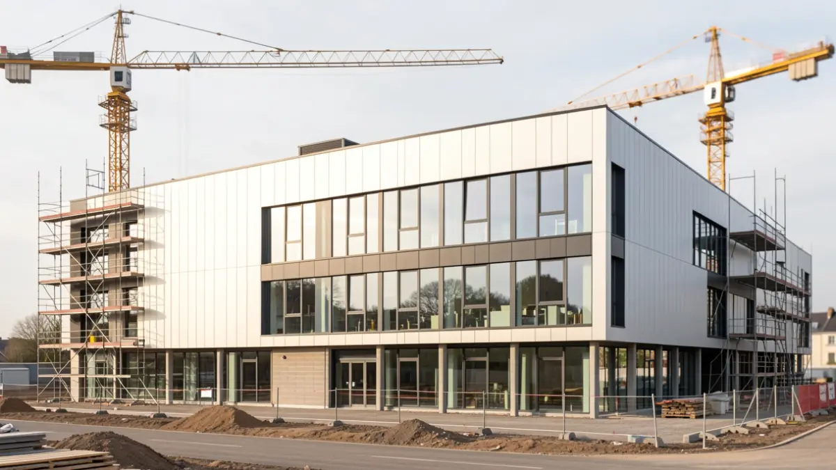 Construction site of the future Sports Hall in Coulommiers, Île-de-France.